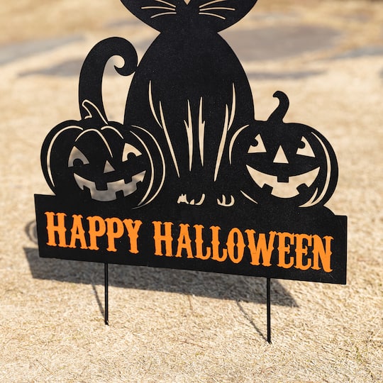 Glitzhome® 30.25" Halloween Metal Silhouette Cat Yard Stake